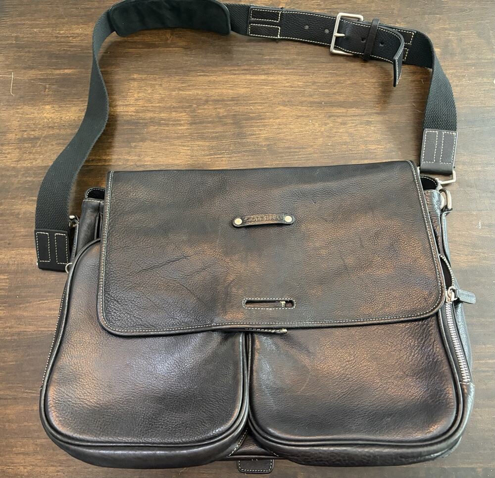 Cole Haan Black Leather Messenger Bag Perfect Condition